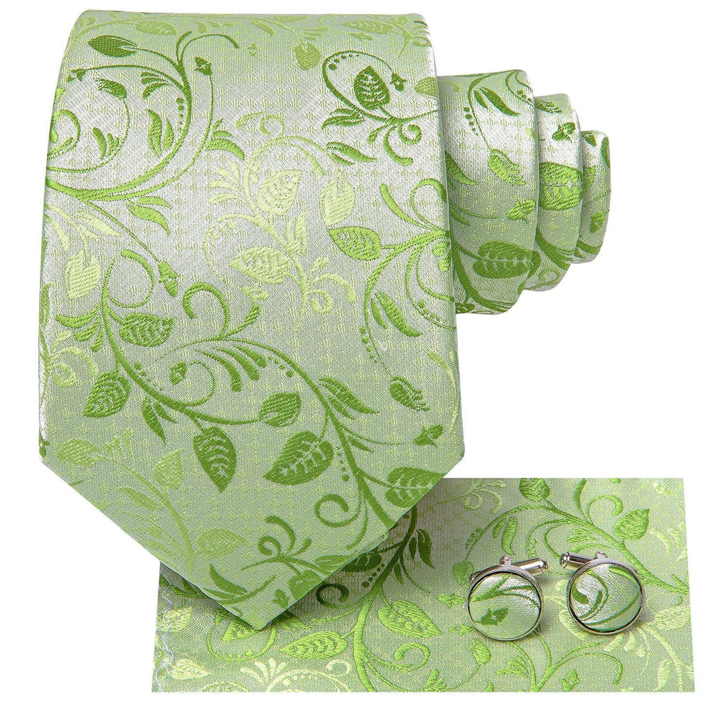 GentCrest Lime Floral Tie Hanky Cufflinks Set - Image 2
