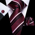 GentCrest Burgundy Striped Tie Hanky Cufflinks Set - Image 1