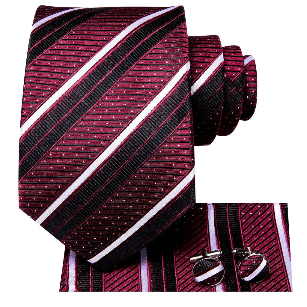 GentCrest Black Striped Tie Hanky Cufflinks Set - Image 3