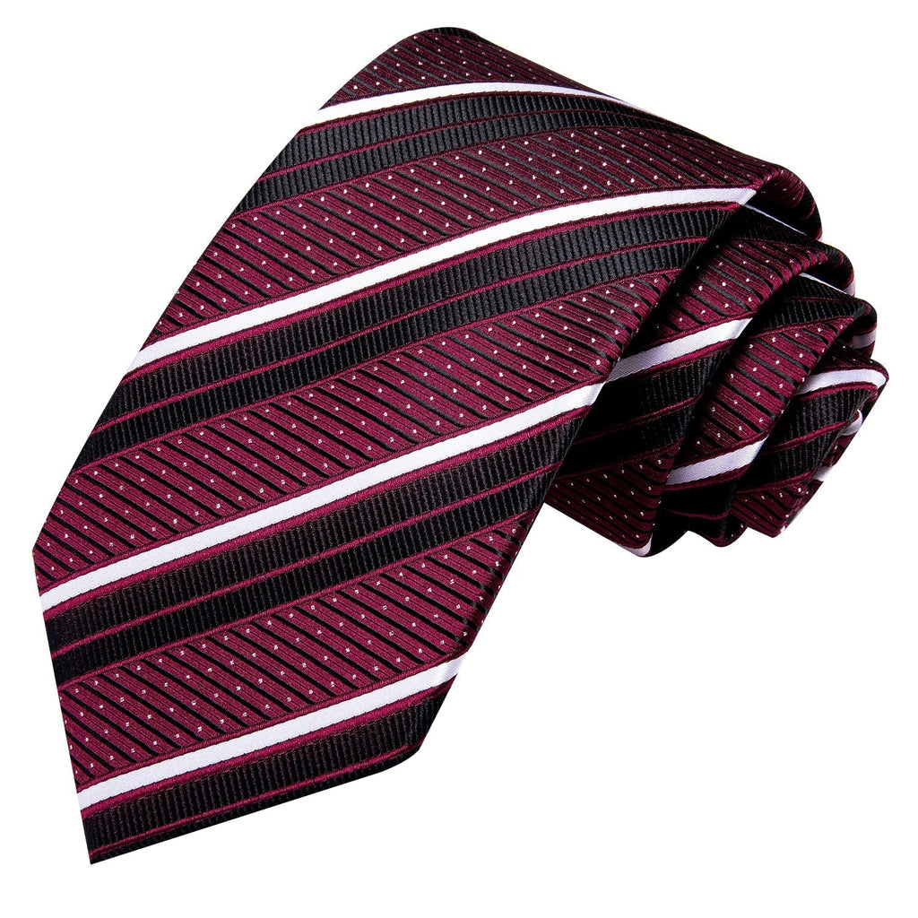 GentCrest Burgundy Striped Tie Hanky Cufflinks Set - Image 4