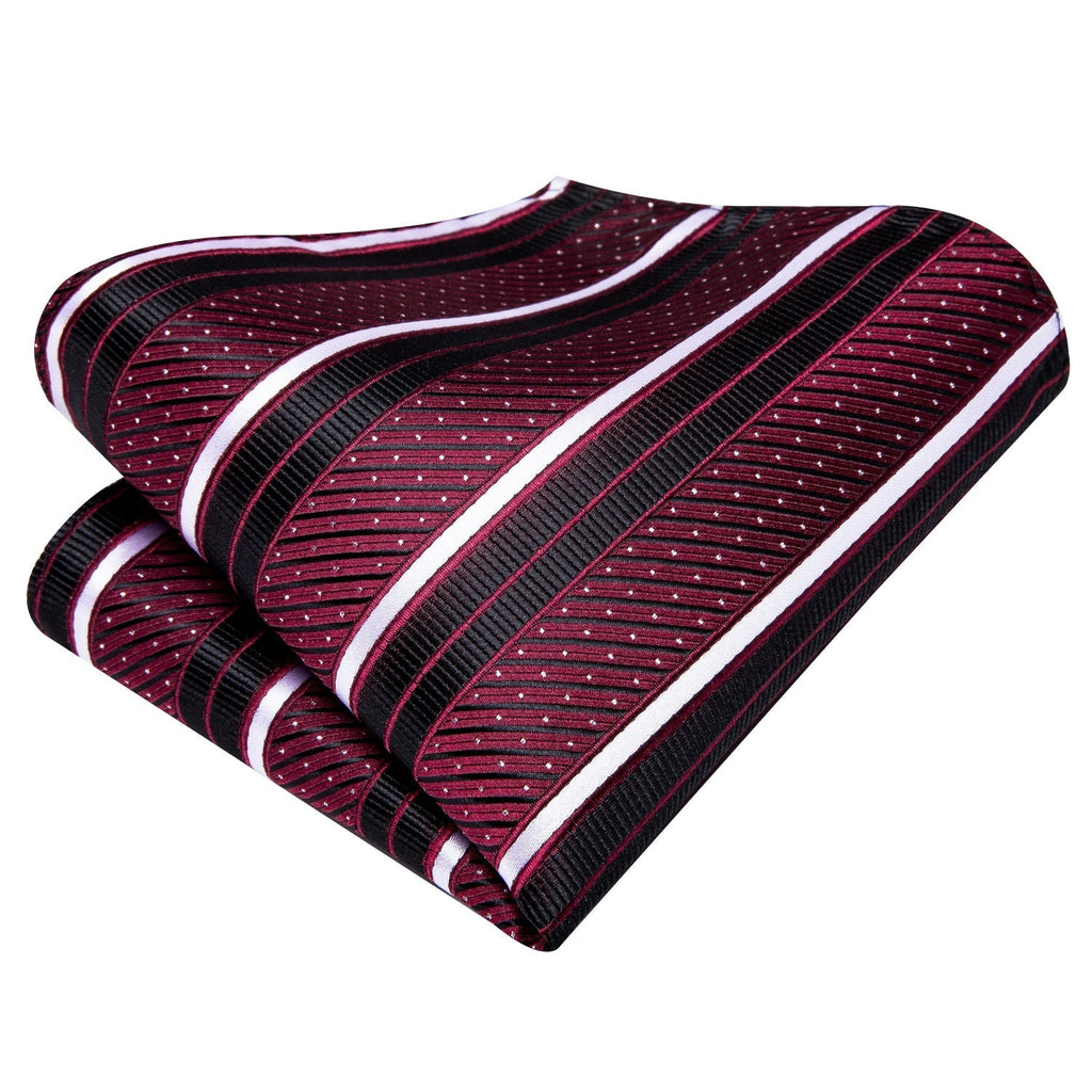 GentCrest Burgundy Striped Tie Hanky Cufflinks Set - Image 5