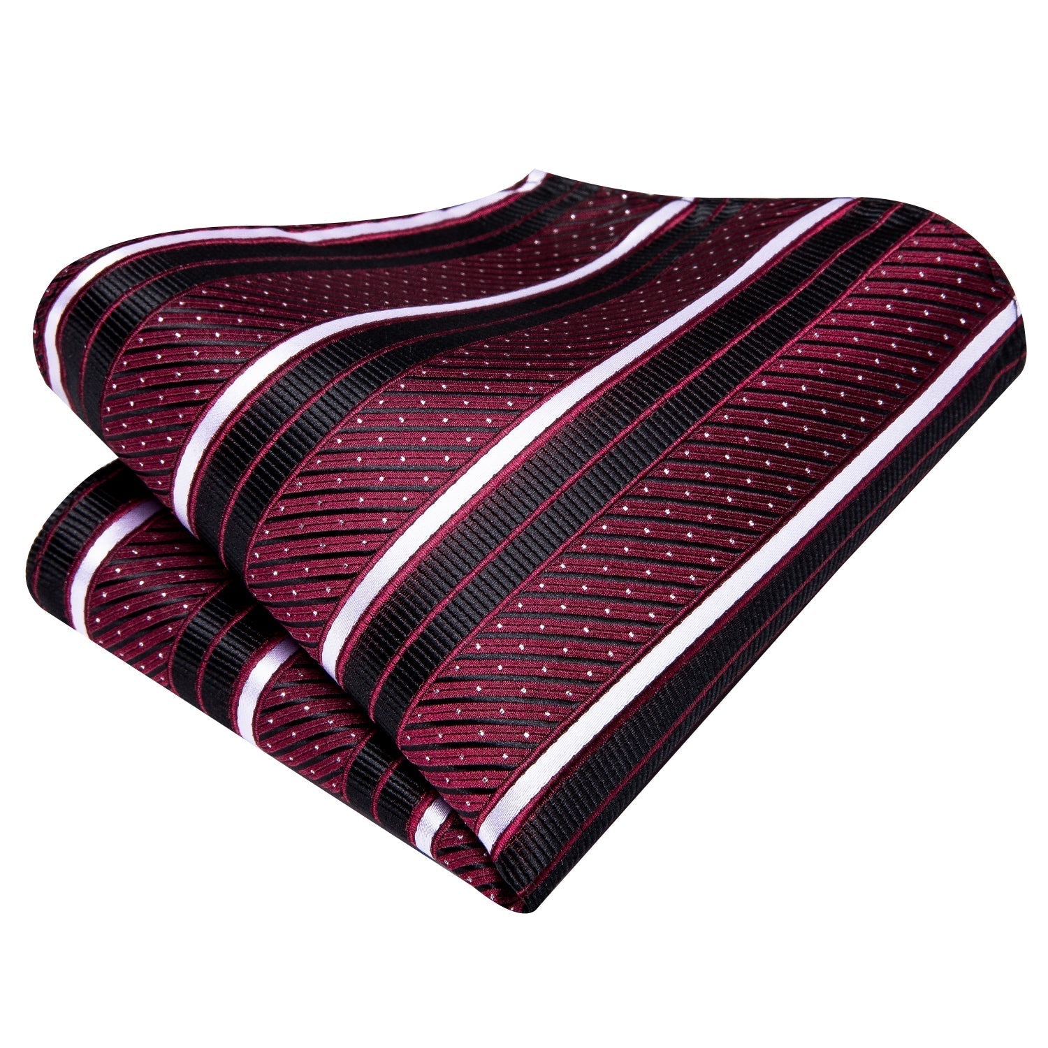 GentCrest Burgundy Striped Tie Hanky Cufflinks Set - Image 5