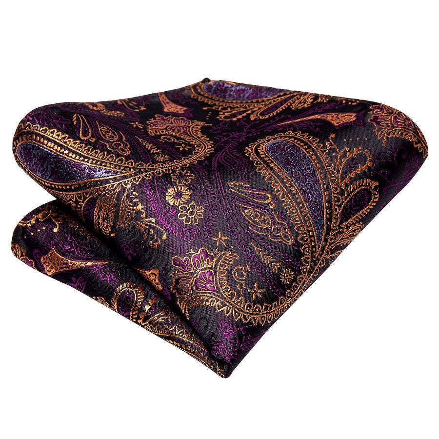 Purple and Brown Paisley XL Silk Tie Set - GentCrest - View 3