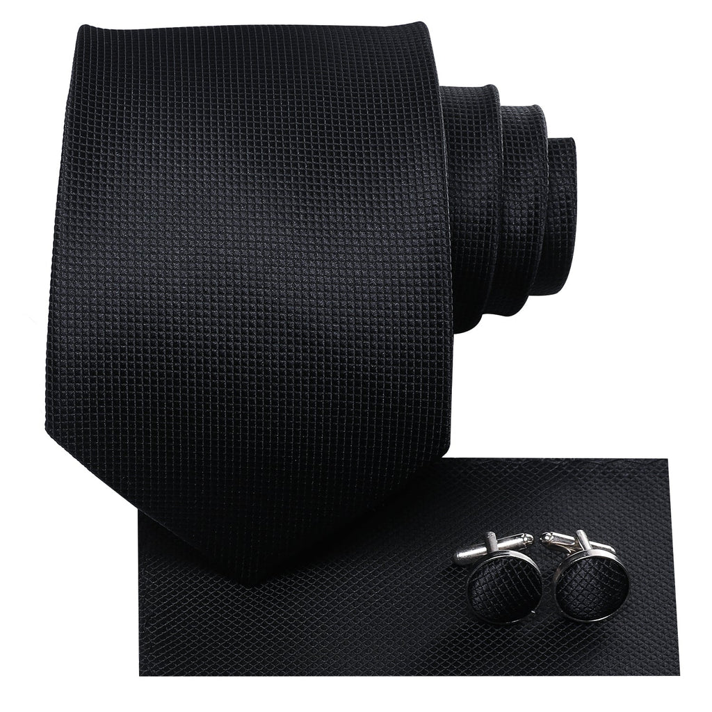 GentCrest Black Plaid Tie Hanky Cufflinks Set - Image 2