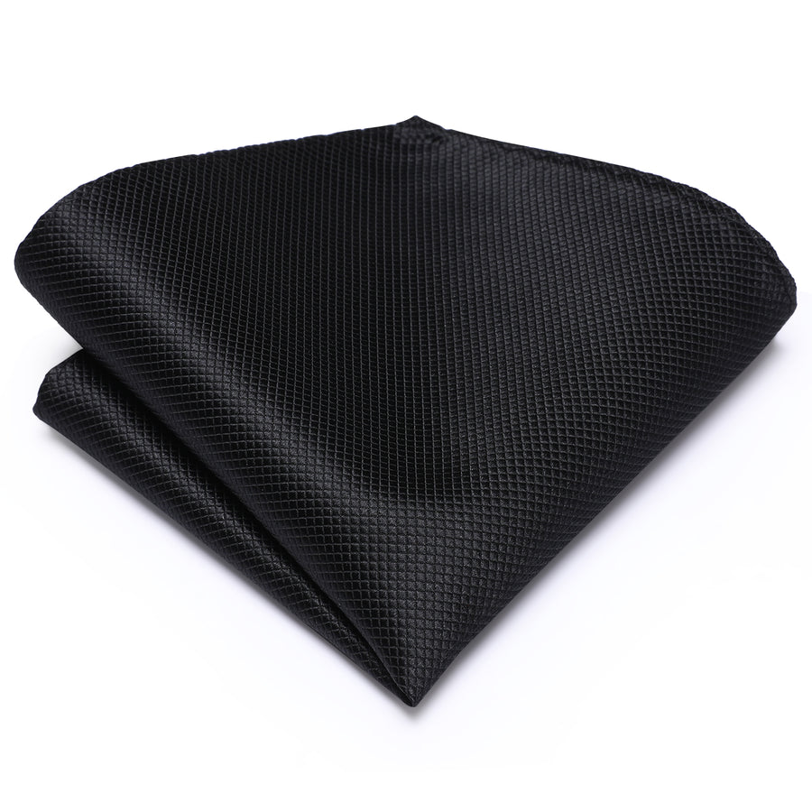 Midnight Black Plaid XL Silk Tie Set - GentCrest - View 3