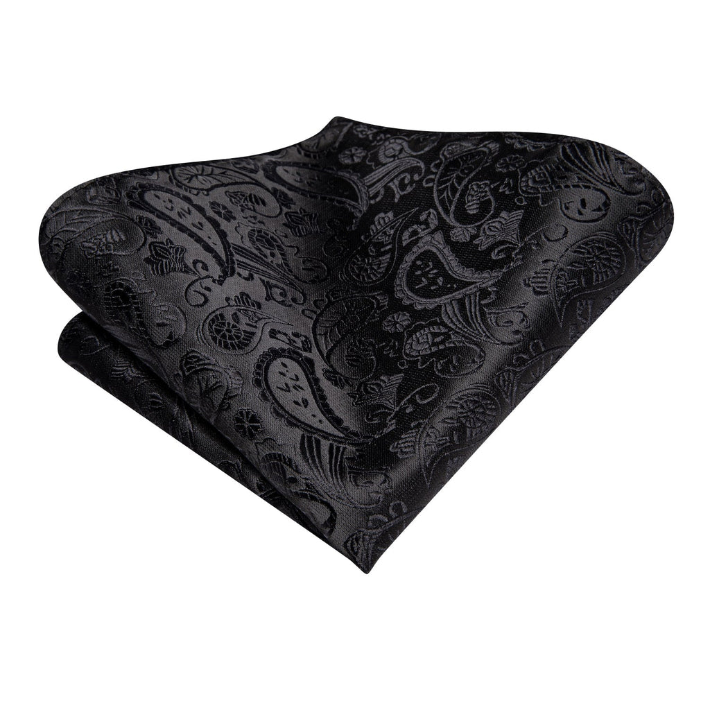 GentCrest Black Paisley Tie Hanky Cufflinks Set - Image 4