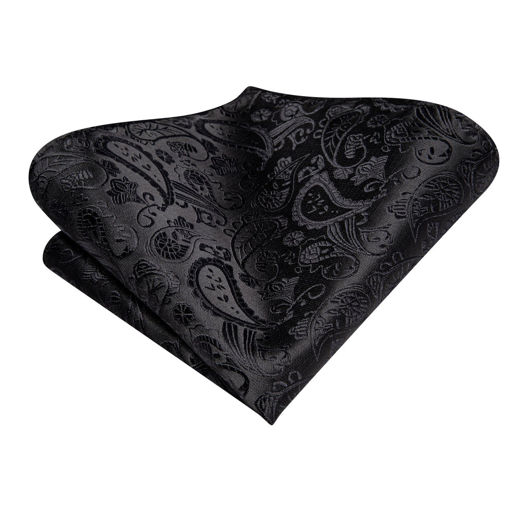 GentCrest Black Paisley Tie Hanky Cufflinks Set - Image 4