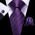 GentCrest Purple Striped Tie Hanky Cufflinks Set - Image 1