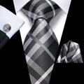 GentCrest Black Plaid Tie Hanky Cufflinks Set - Image 1