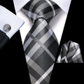 GentCrest Black Plaid Tie Hanky Cufflinks Set - Image 1
