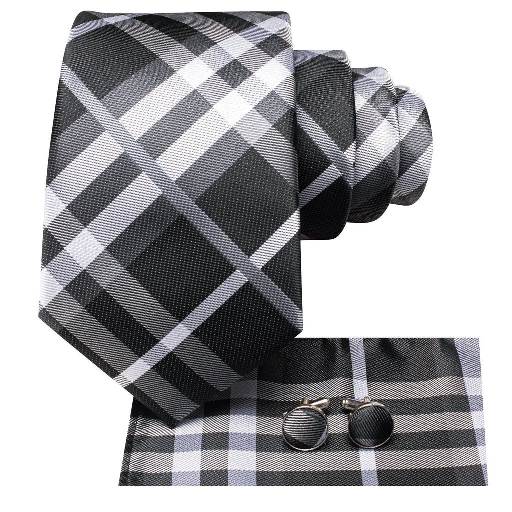GentCrest Black Plaid Tie Hanky Cufflinks Set - Image 3