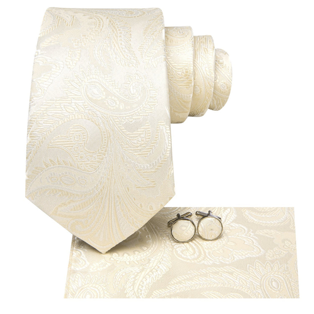 GentCrest Beige Paisley Tie Hanky Cufflinks Set - Image 2