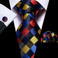 GentCrest Black Plaid Tie Hanky Cufflinks Set - Image 1