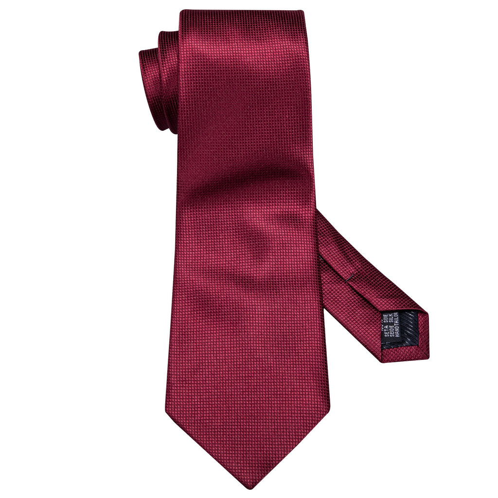 Burgundy Red Solid Silk Tie Set - GentCrest - View 4