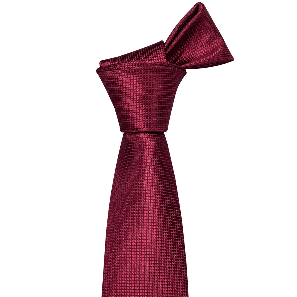 Burgundy Red Solid Silk Tie Set - GentCrest - View 2