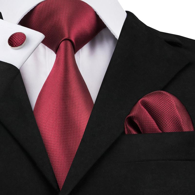 GentCrest Red Solid Tie Hanky Cufflinks Set - Image 1