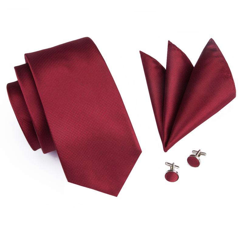GentCrest Red Solid Tie Hanky Cufflinks Set - Image 3