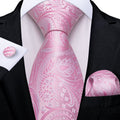 GentCrest Pink Paisley Tie Hanky Cufflinks Set - Image 1