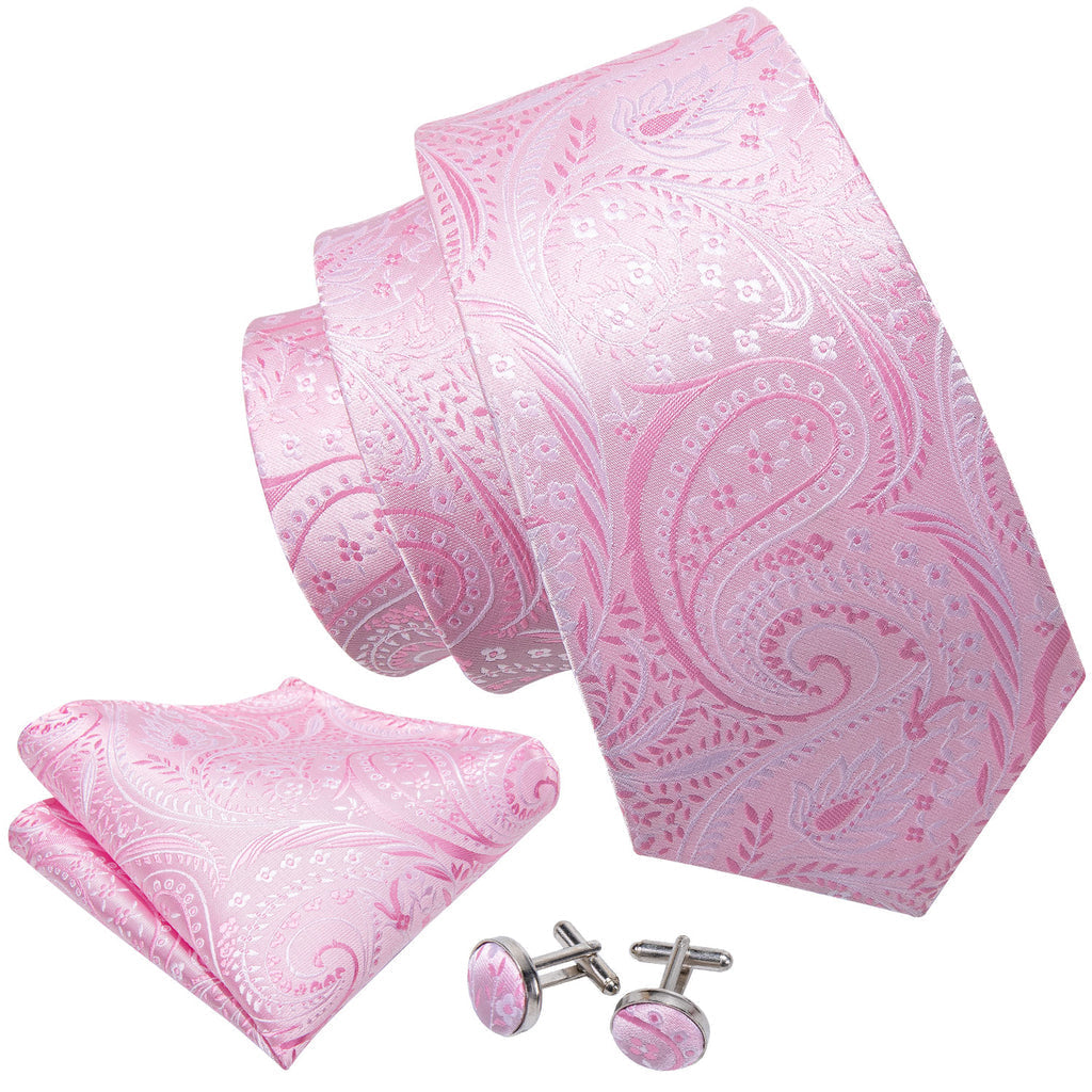 Pink Floral Silk Tie Set - GentCrest - View 5