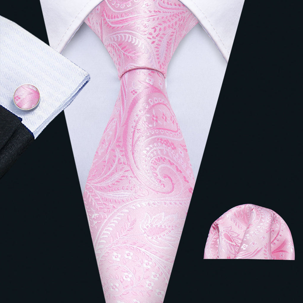Pink Floral Silk Tie Set - GentCrest