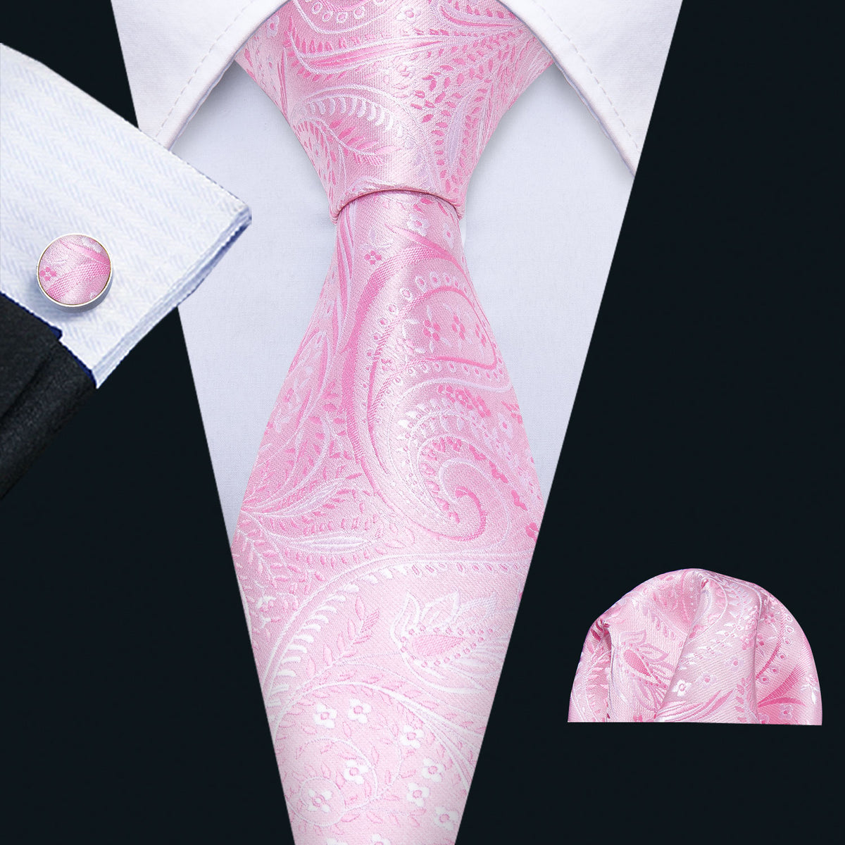 Pink Floral Silk Tie Set - GentCrest