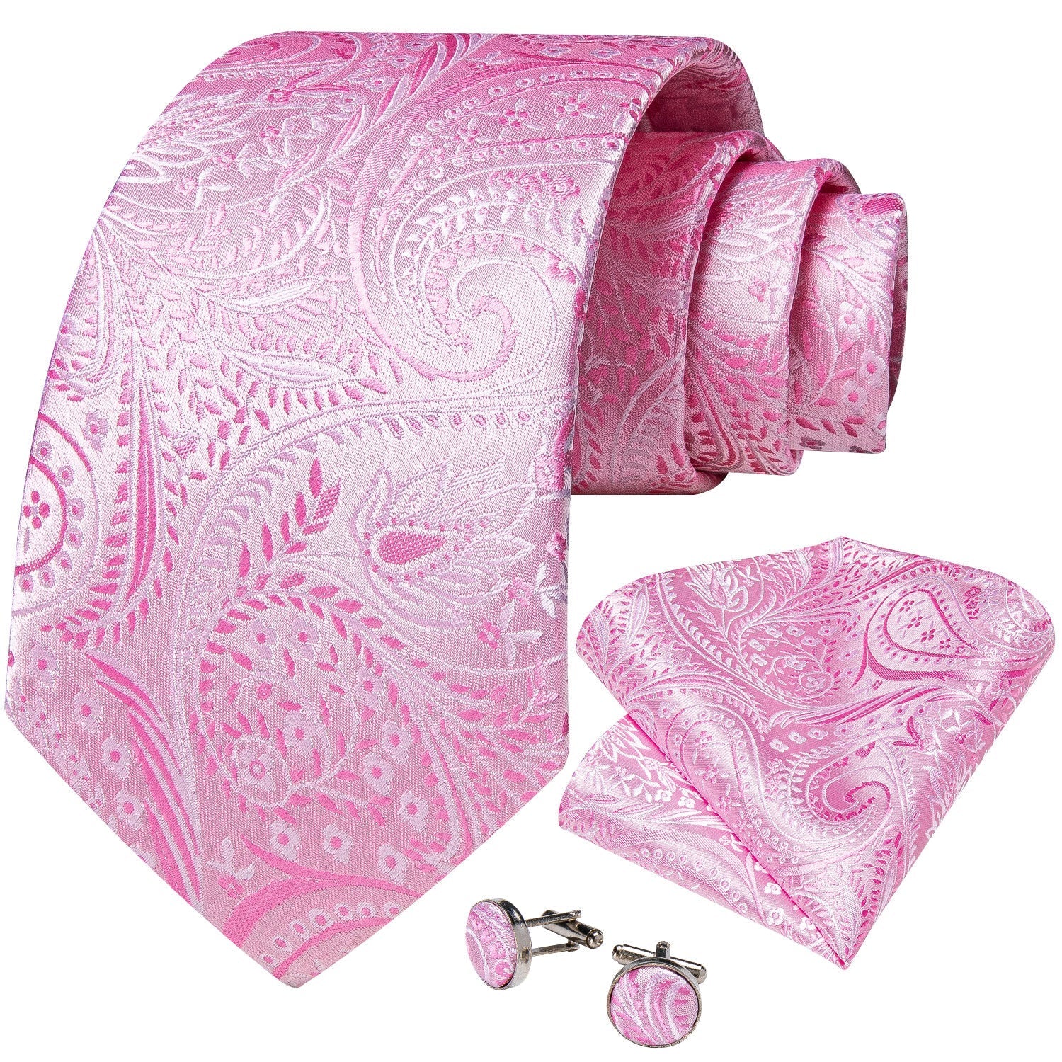 Gently Pink Silk Tie Set - GentCrest - View 3