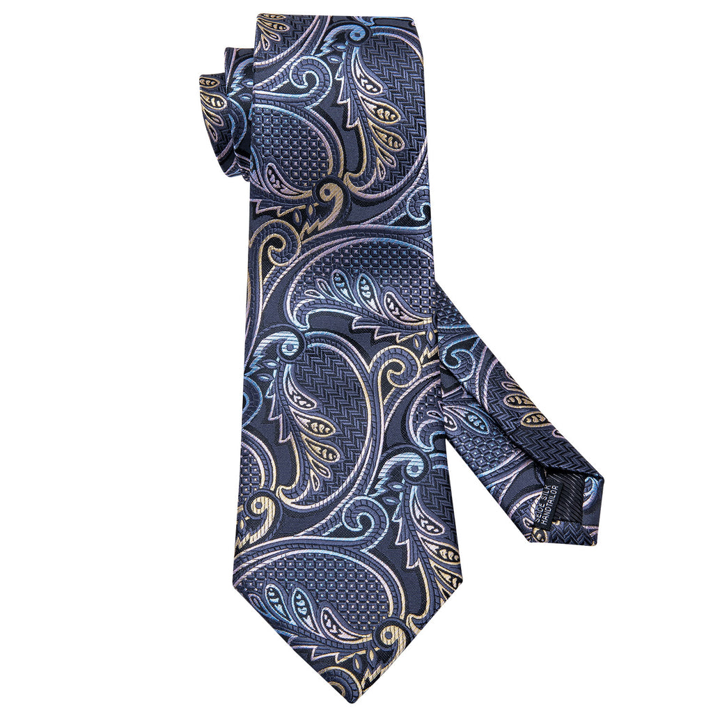 Gray Paisley Silk Tie Set - GentCrest - View 4