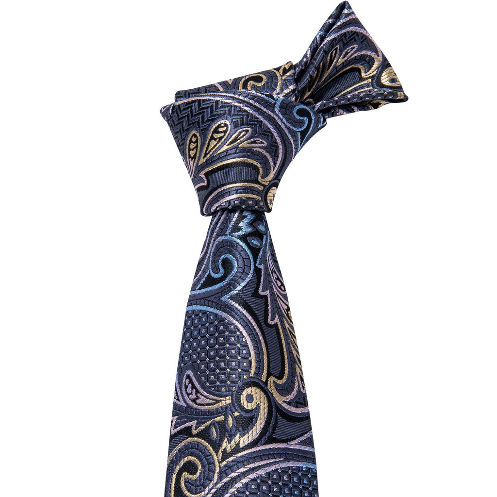 Gray Paisley Silk Tie Set - GentCrest - View 3