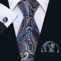 Gray Paisley Silk Tie Set - GentCrest