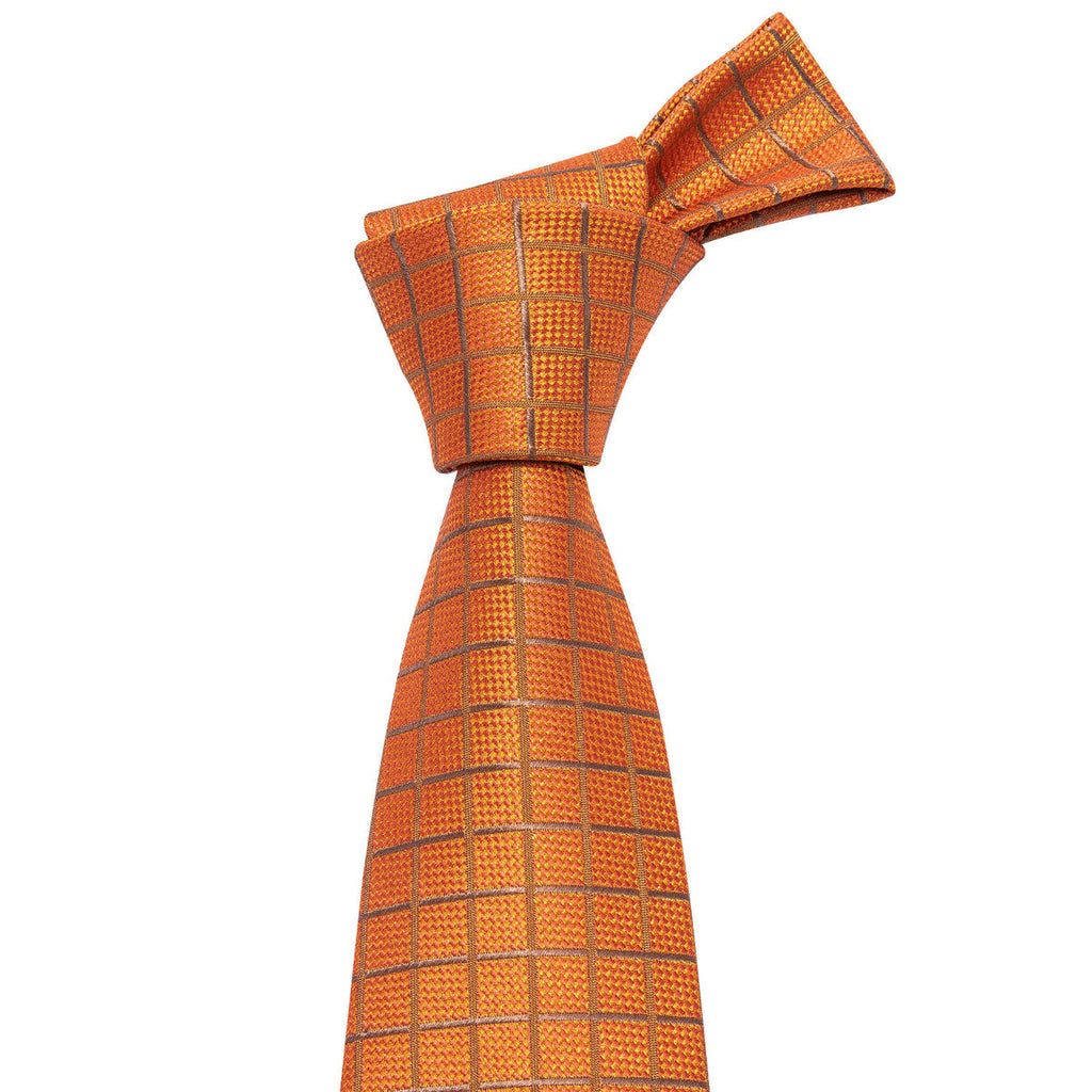 Orange Plaid Silk Tie Set - GentCrest - View 2