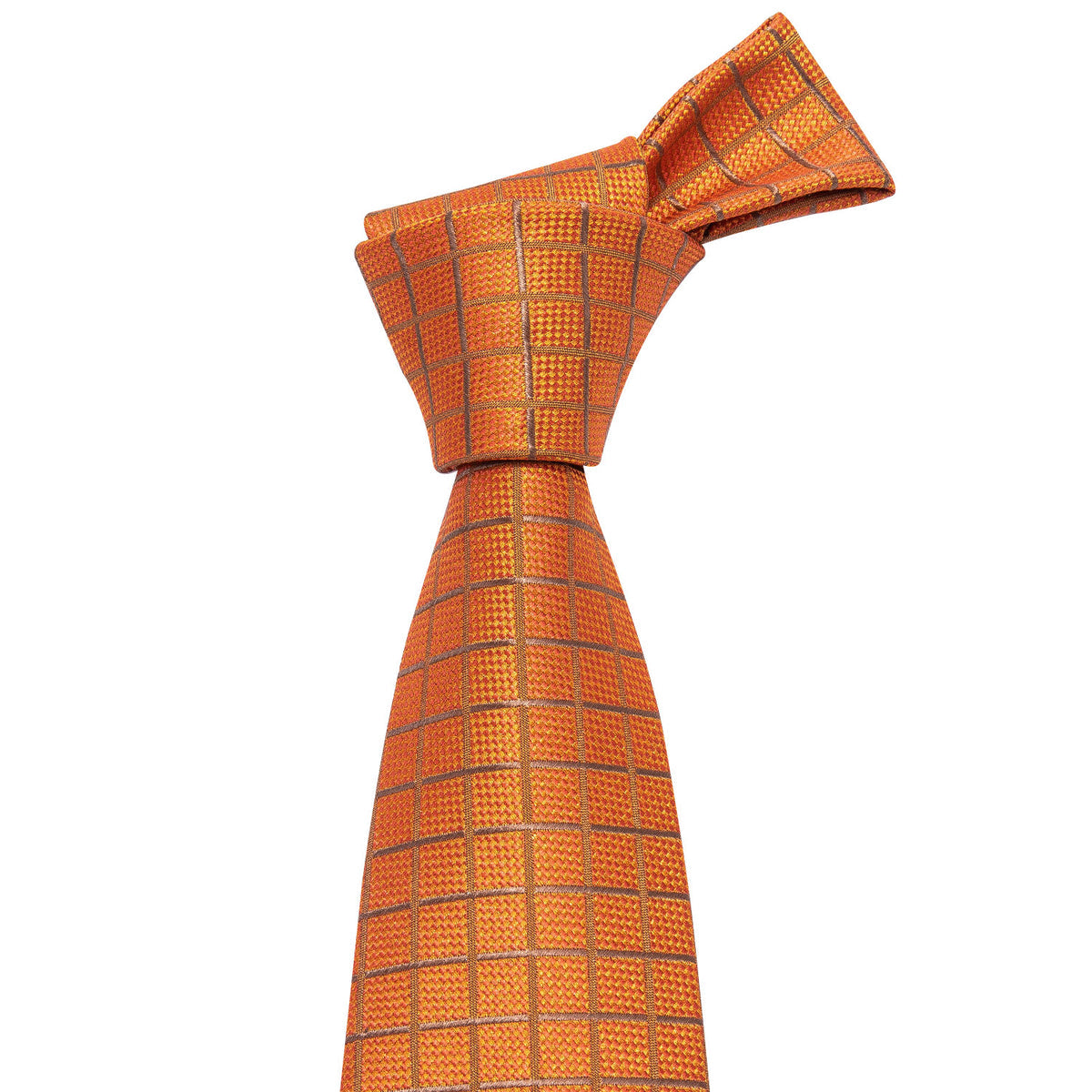 Orange Plaid Silk Tie Set - GentCrest - View 2