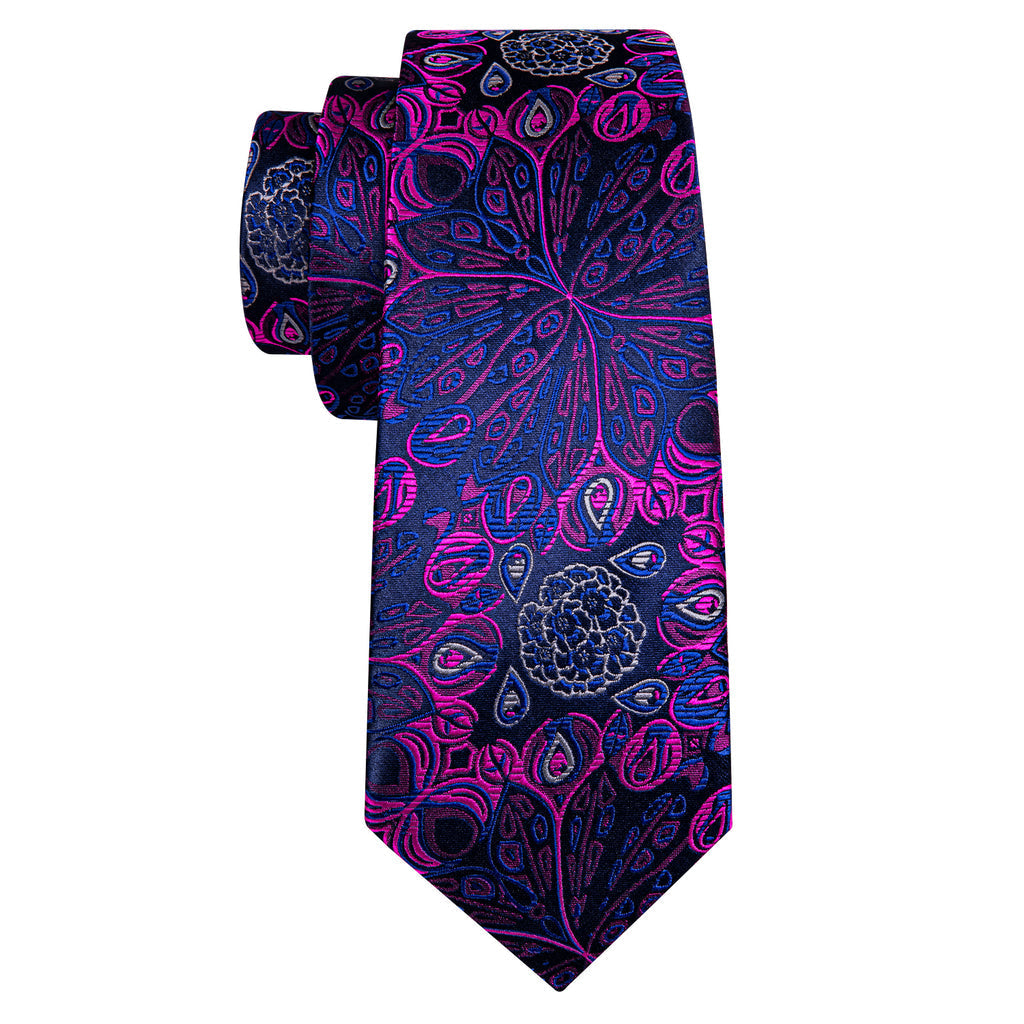 Blue Pink Paisley Silk Tie Set - GentCrest - View 5