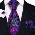 Blue Pink Paisley Silk Tie Set - GentCrest