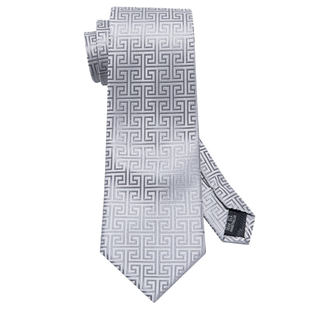 Silver Plaid Silk Tie Set - GentCrest - View 4