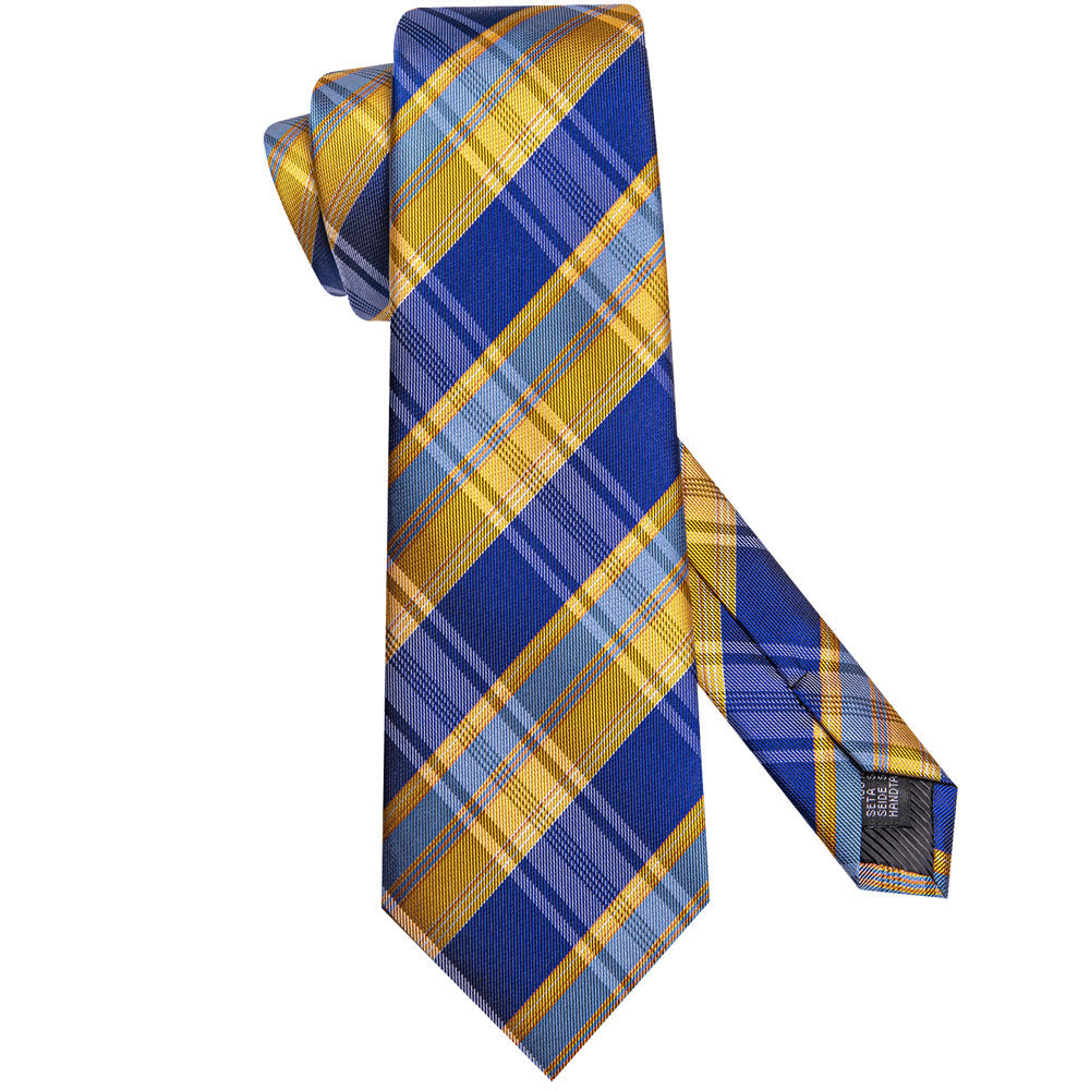 GentCrest Blue Plaid Tie Hanky Cufflinks Set - Image 6