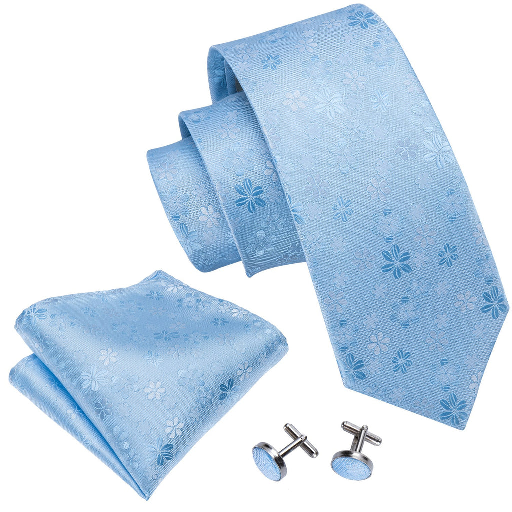 GentCrest Blue Floral Tie Hanky Cufflinks Set - Image 2
