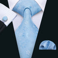 GentCrest Blue Floral Tie Hanky Cufflinks Set - Image 1