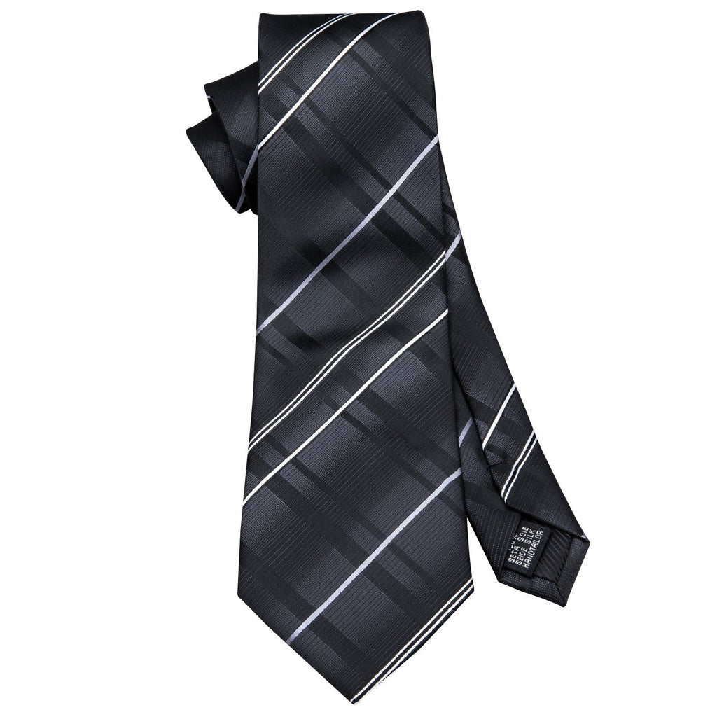 GentCrest Black Striped Tie Hanky Cufflinks Set - Image 3