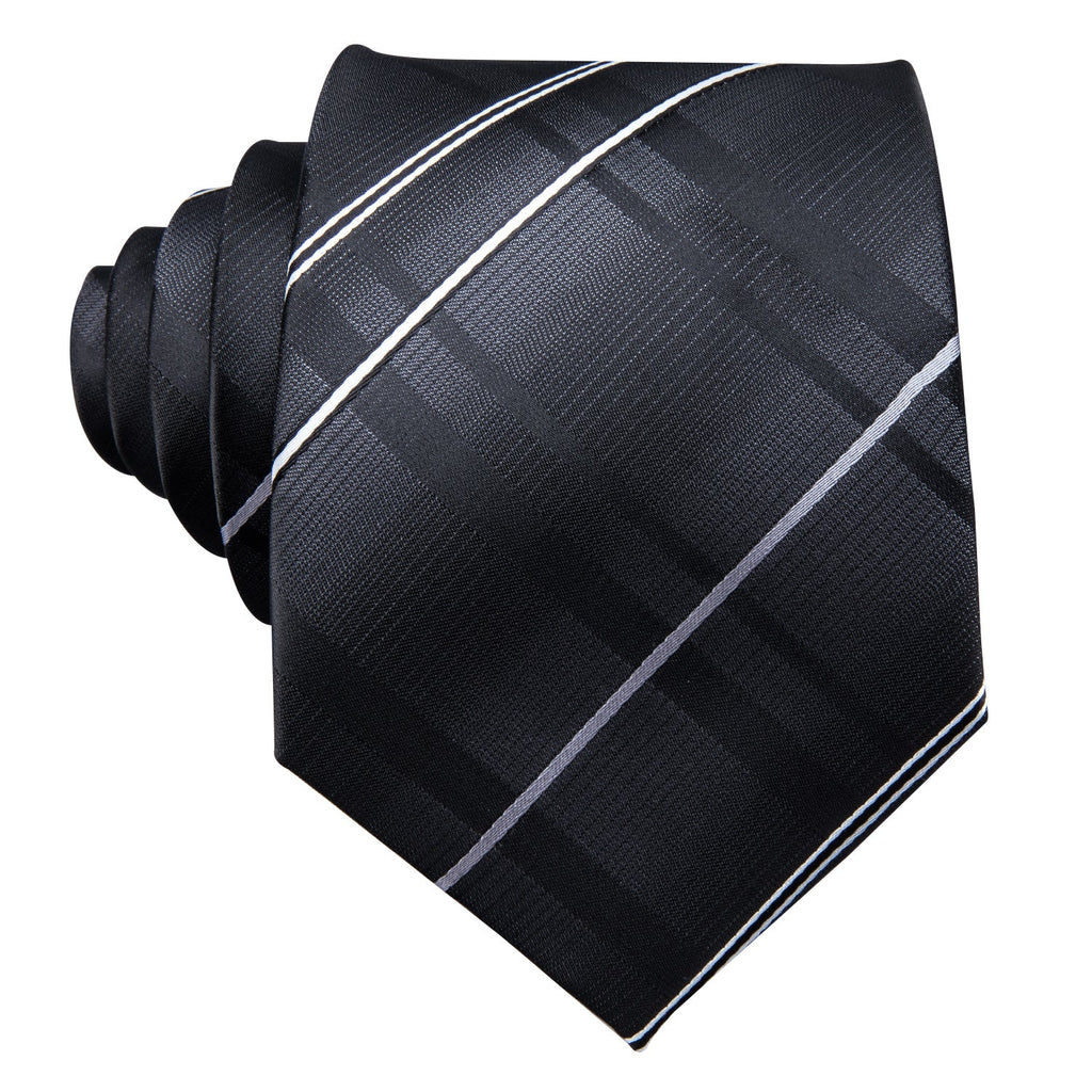 GentCrest Black Striped Tie Hanky Cufflinks Set - Image 4