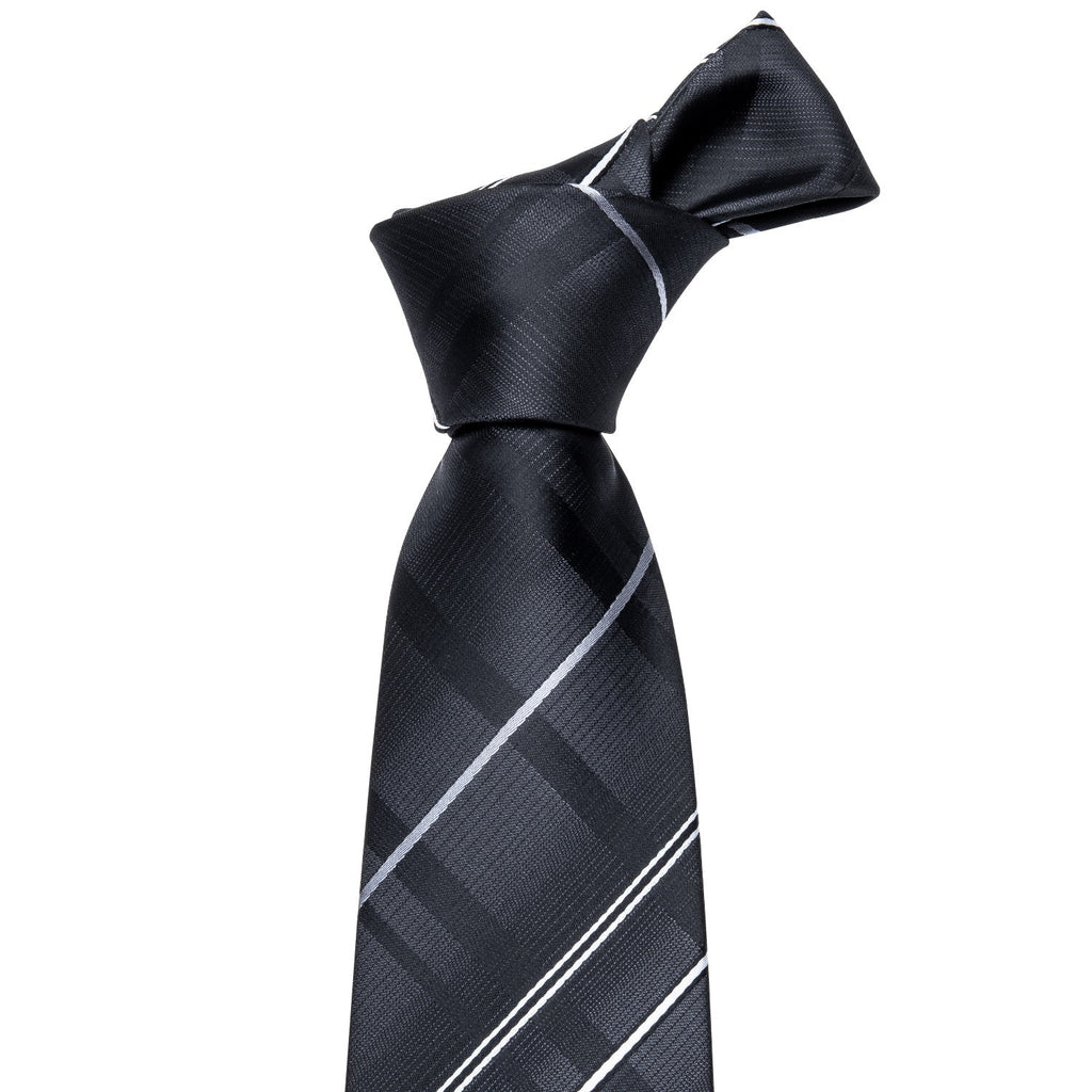 GentCrest Black Striped Tie Hanky Cufflinks Set - Image 7