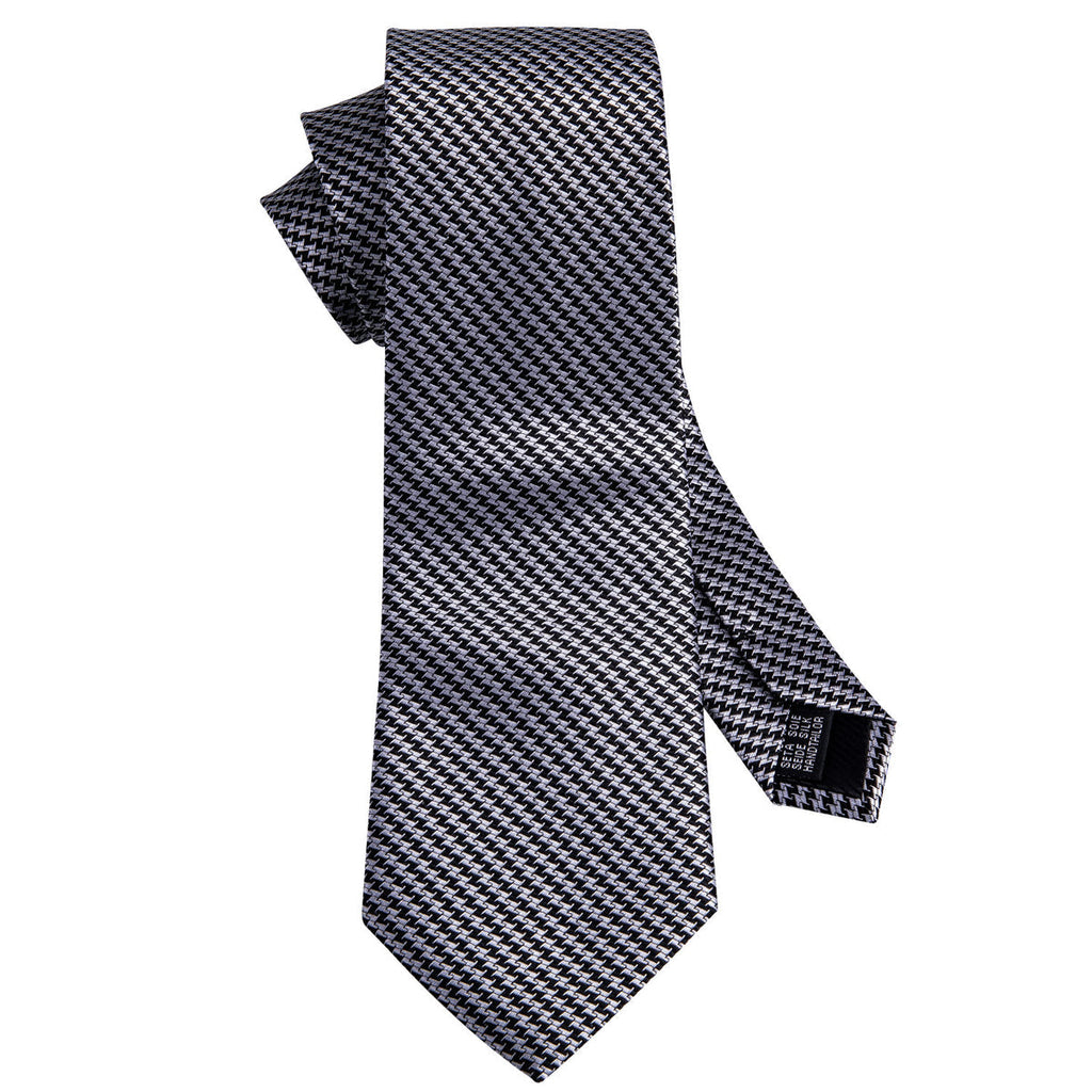 Timeless Houndstooth Silk with Pocket Square and Cufflinks Silk Tie Set - GentCrest - View 4