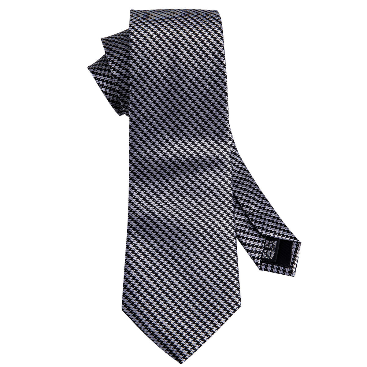Timeless Houndstooth Silk with Pocket Square and Cufflinks Silk Tie Set - GentCrest - View 4