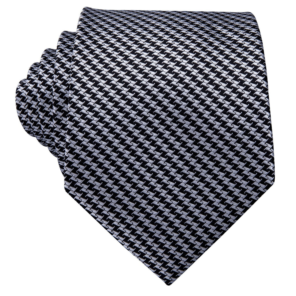 GentCrest Black Plaid Tie Hanky Cufflinks Set - Image 7