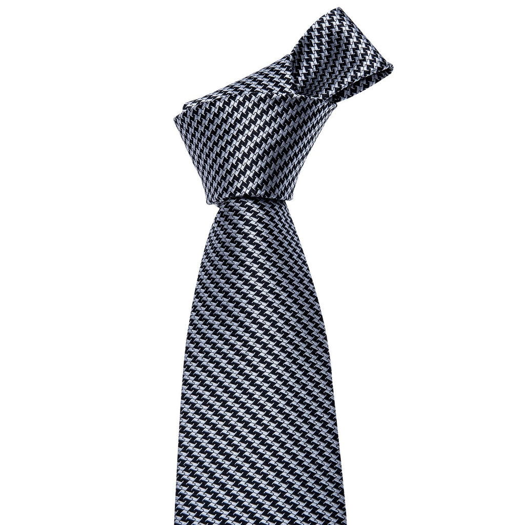 GentCrest Black Plaid Tie Hanky Cufflinks Set - Image 8