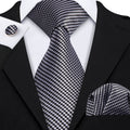 Timeless Houndstooth Silk with Pocket Square and Cufflinks Silk Tie Set - GentCrest