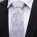 Pink White Floral Silk Tie Set - GentCrest