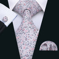 GentCrest Pink Floral Tie Hanky Cufflinks Set - Image 1