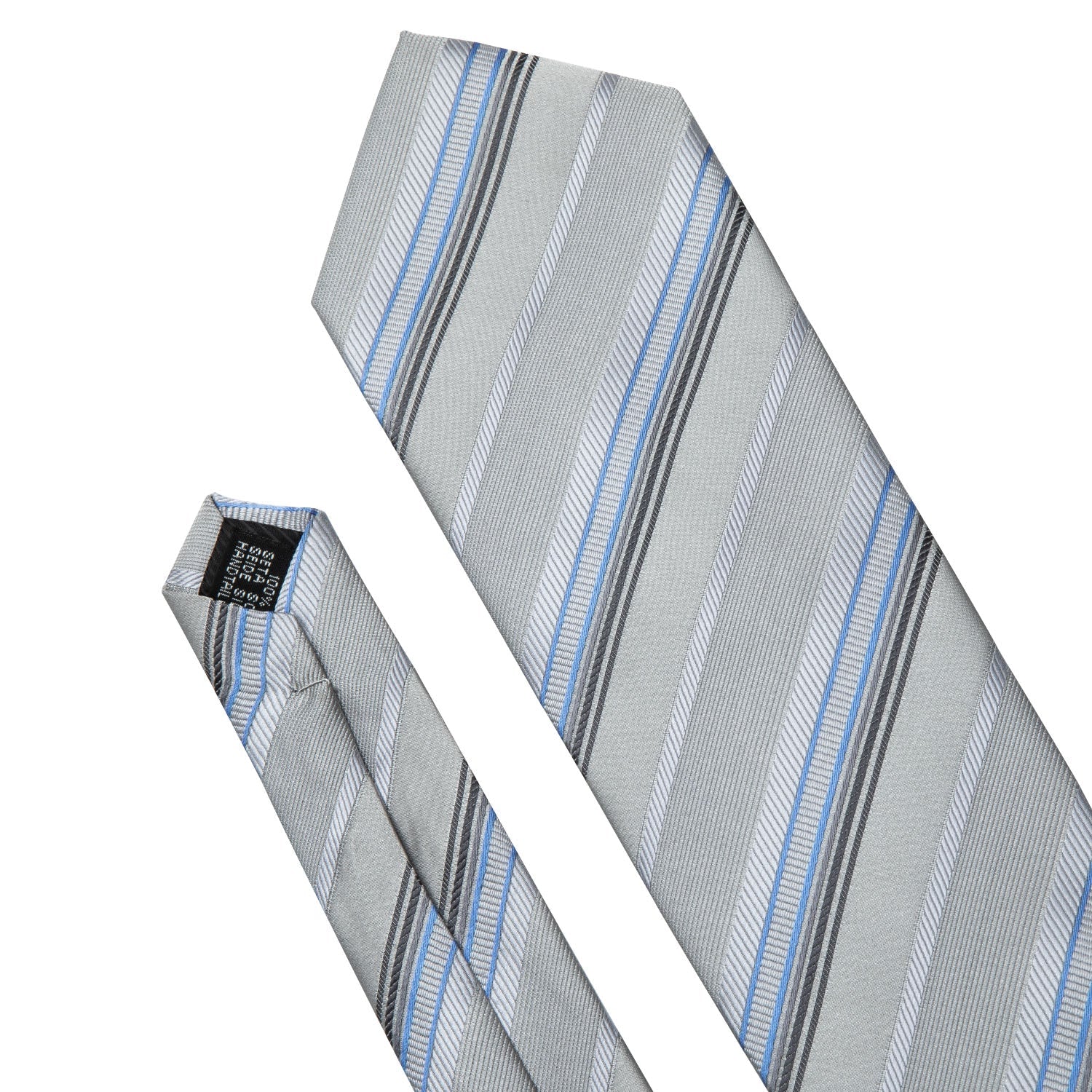 GentCrest Silver Striped Tie Hanky Cufflinks Set - Image 4