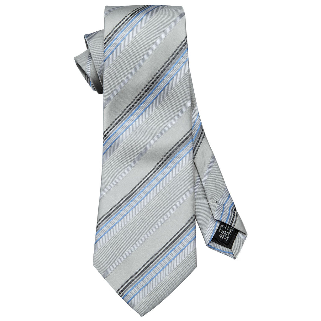 GentCrest Silver Striped Tie Hanky Cufflinks Set - Image 7