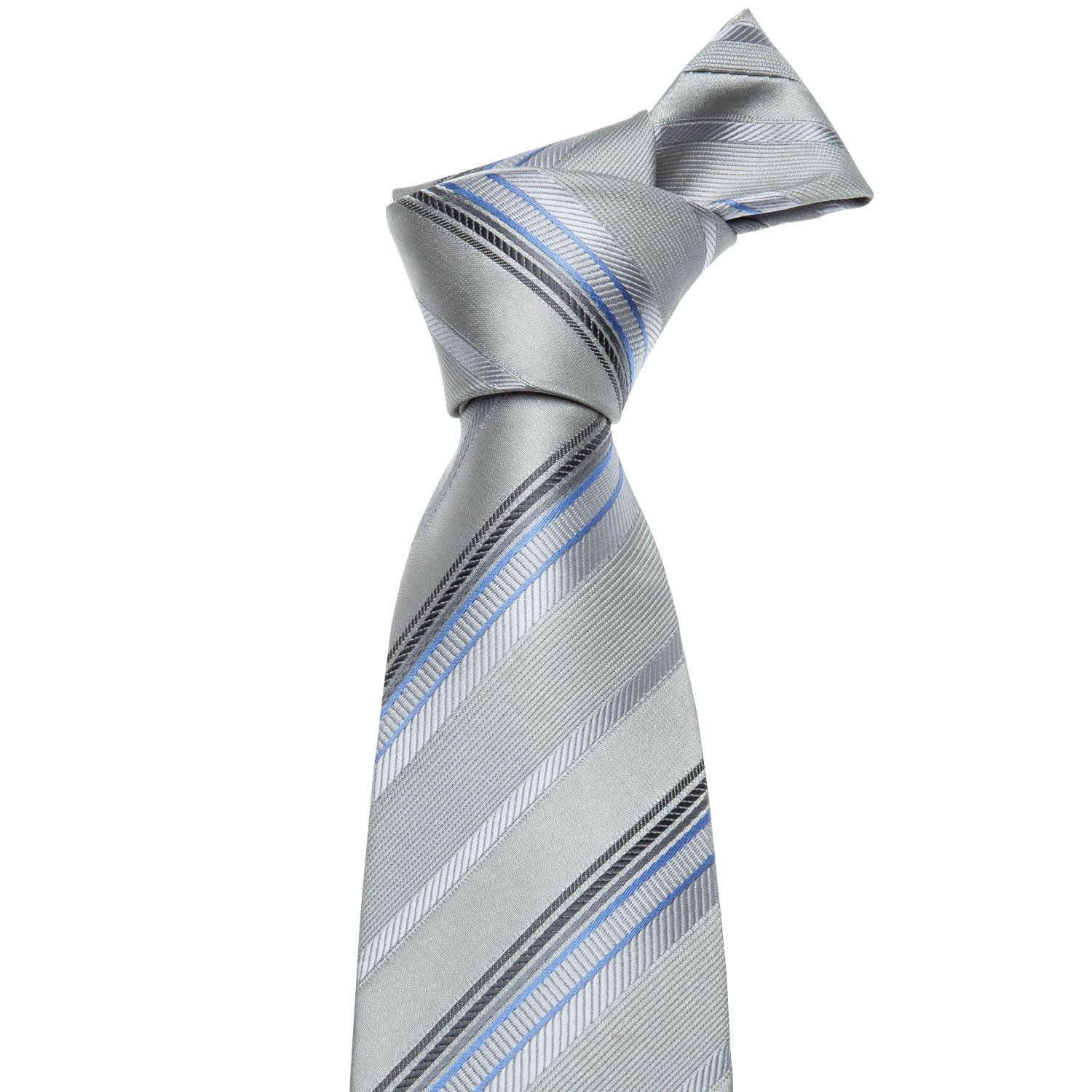 GentCrest Silver Striped Tie Hanky Cufflinks Set - Image 2